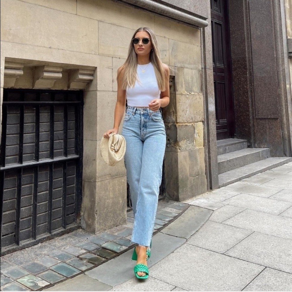 Zara green heeled woven sandals high heels - Picture 2 of 7